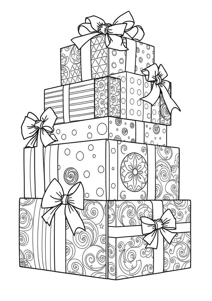 Desenho de Presentes de Natal para colorir