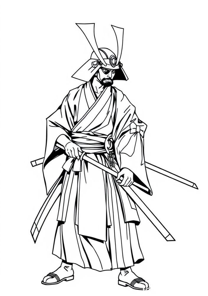 Desenho de Quimono de Samurai para Colorir