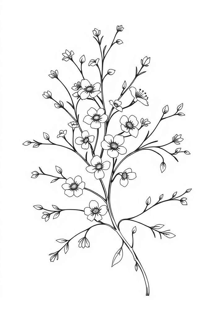 Desenho de Ramo de Flores Silvestres para Colorir