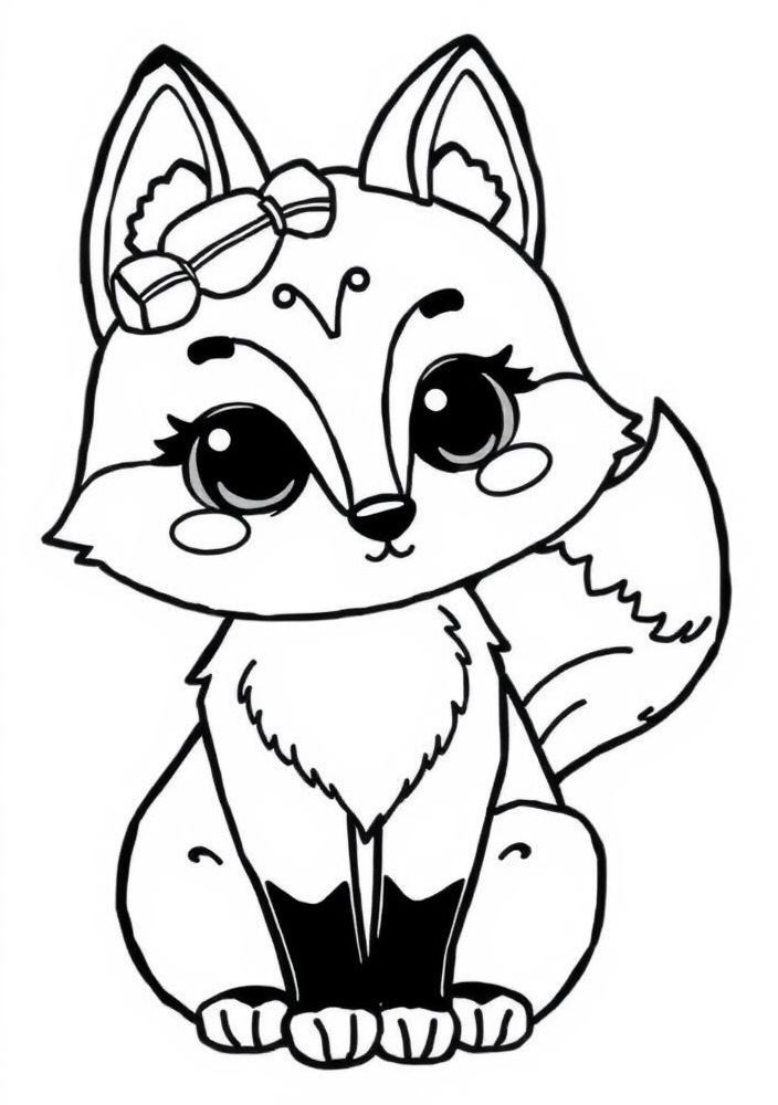 Desenho de Raposa Kawaii para colorir