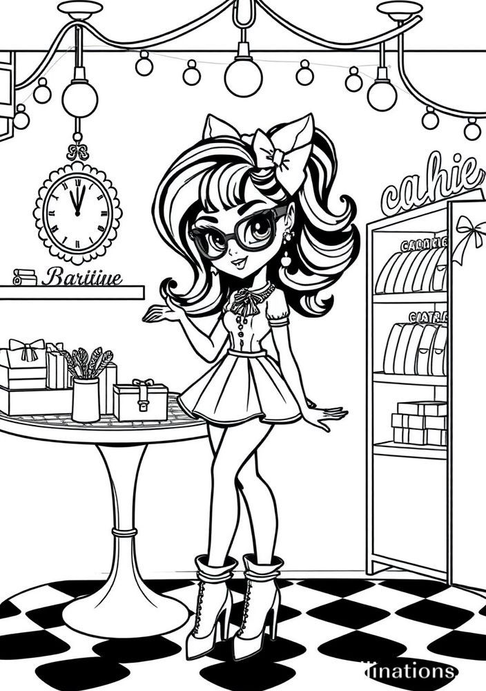 Desenho de Rarity em sua boutique para colorir