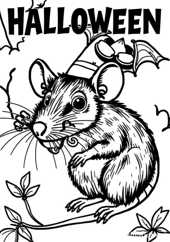 Desenho de Rato de Halloween para colorir