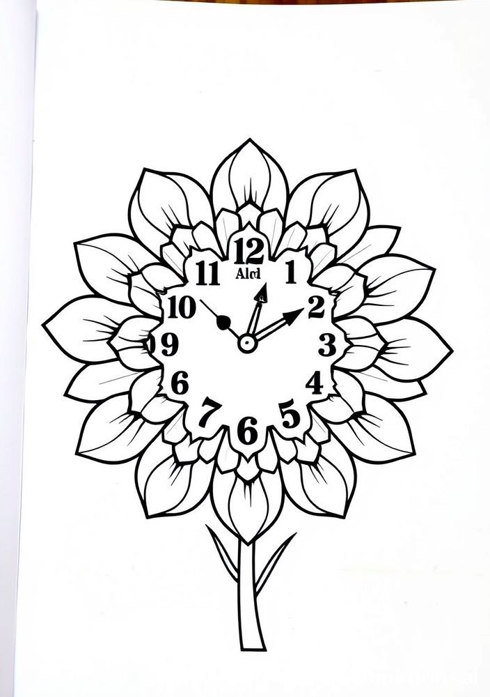 Desenho de Relógio em Forma de Flor para colorir