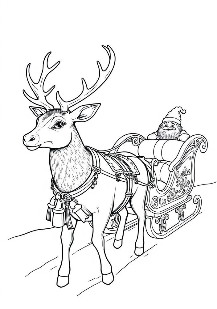 Desenho de Rena do Papai Noel para Colorir