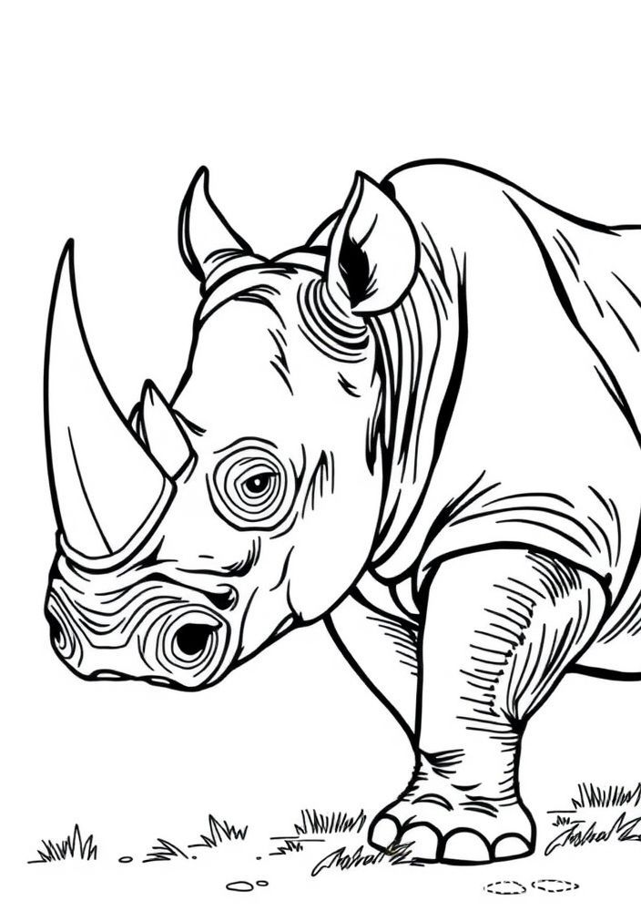 Desenho de Rinoceronte Forte para Colorir