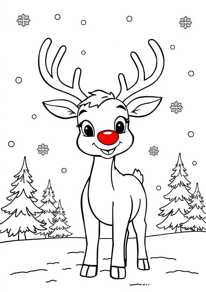 Desenho de Rodolfo, a Rena, para colorir