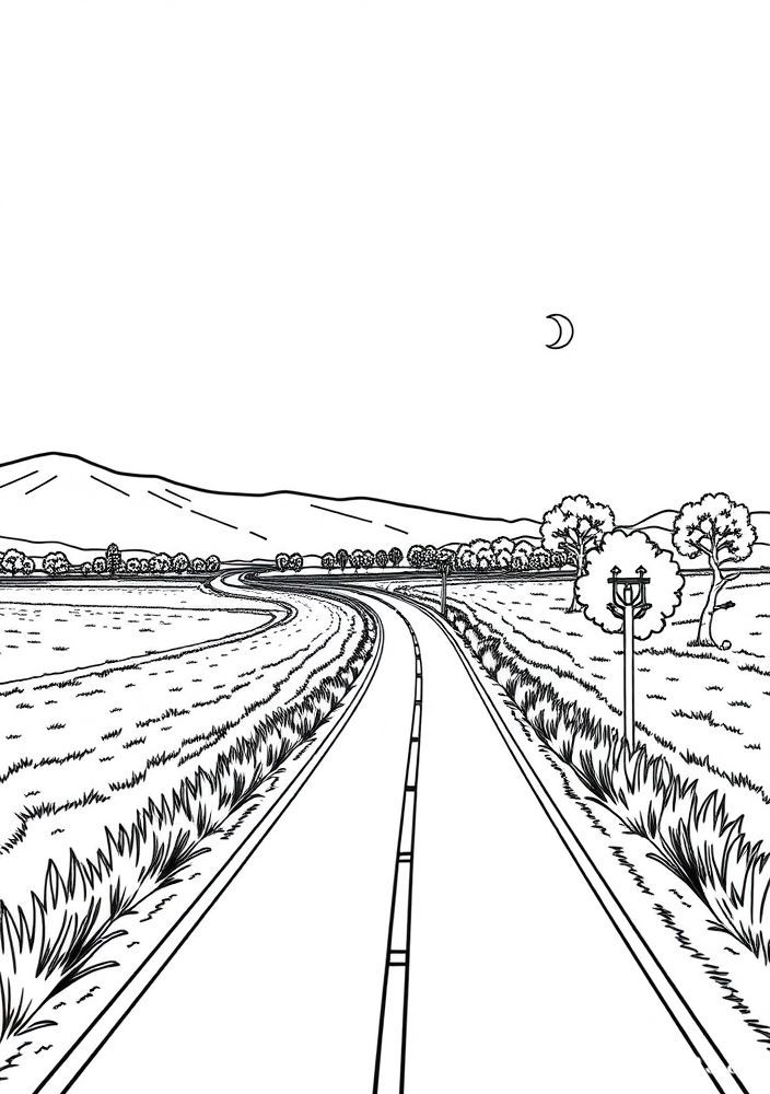 Desenho de Rodovia Rural para colorir