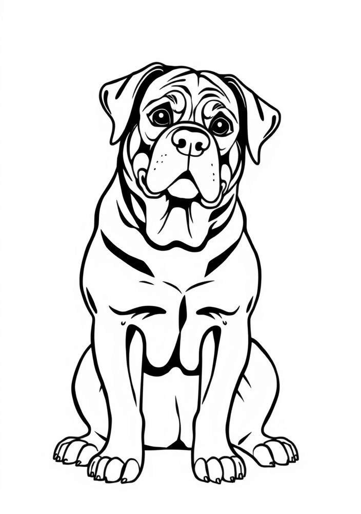 Desenho de Rottweiler obediente para colorir