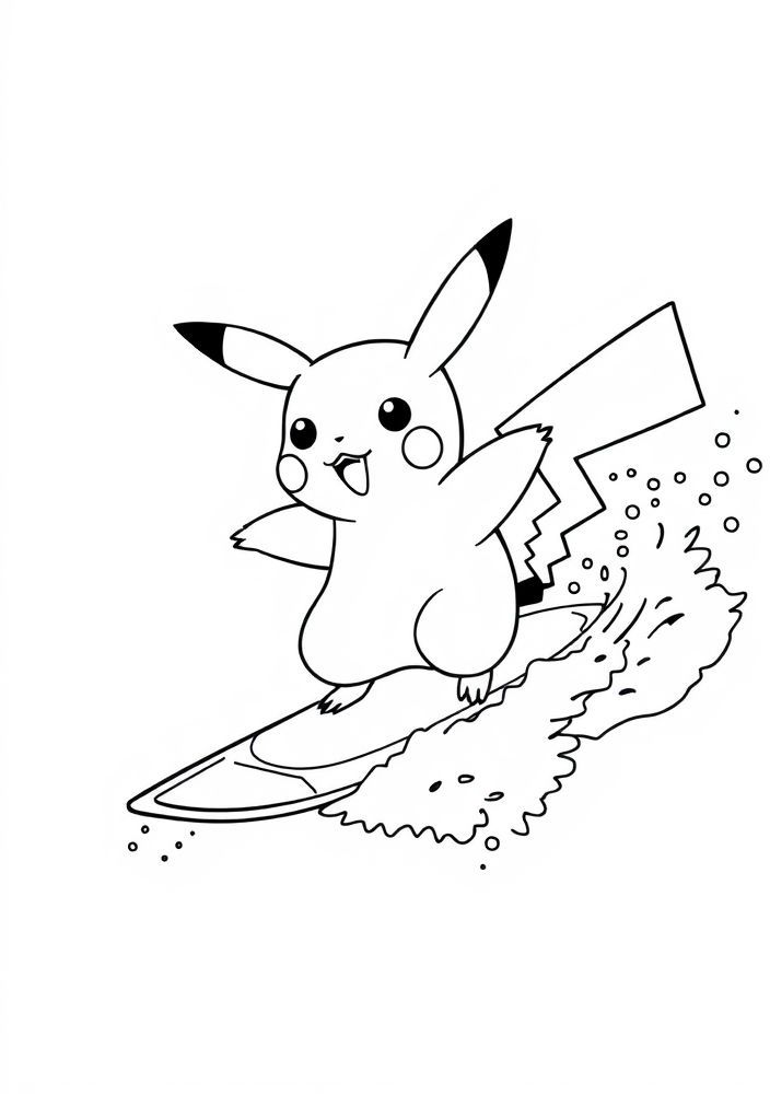 Desenho de S Pikachu Surfista para colorir