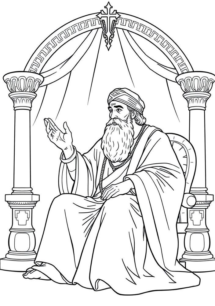Desenho de Salomão e sua sabedoria para colorir