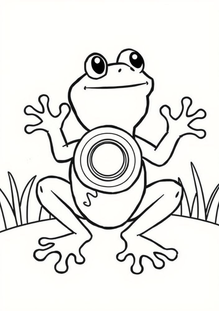 Desenho de Sapo Girando uma Fidget Spinner para Colorir