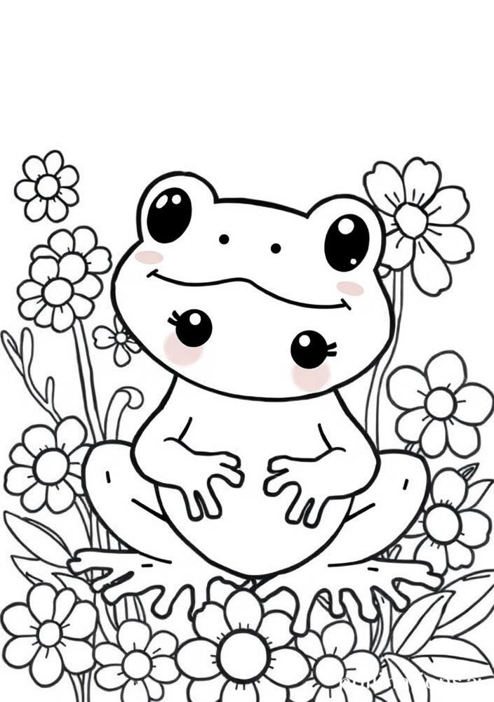 Desenho de Sapo Kawaii para colorir