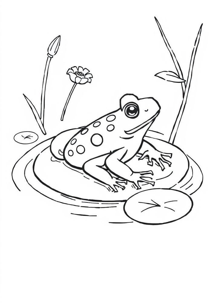 Desenho de Sapo em Lagoa para colorir