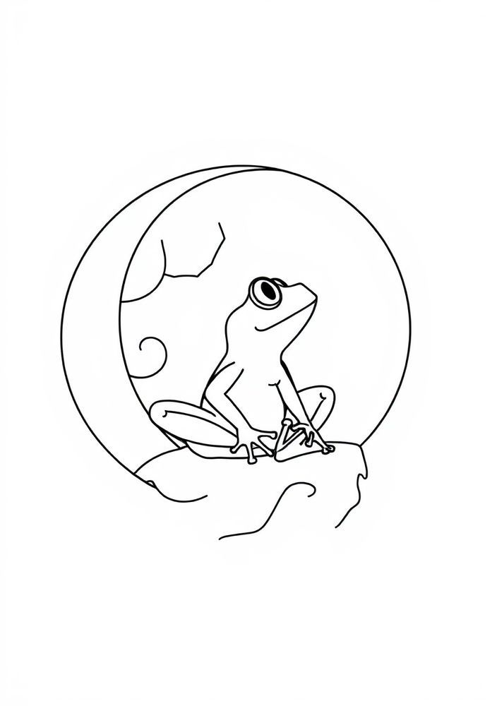 Desenho de Sapo na Lua para colorir