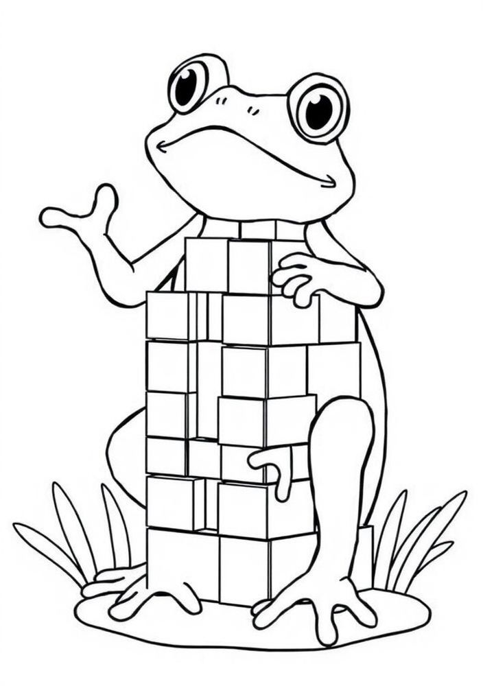 Desenho de Sapo que Edifica e Constrói para colorir