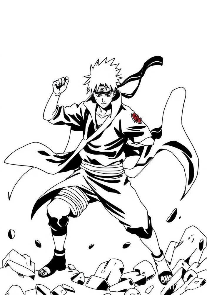 Desenho de Sasuke em sua pose de batalha para colorir