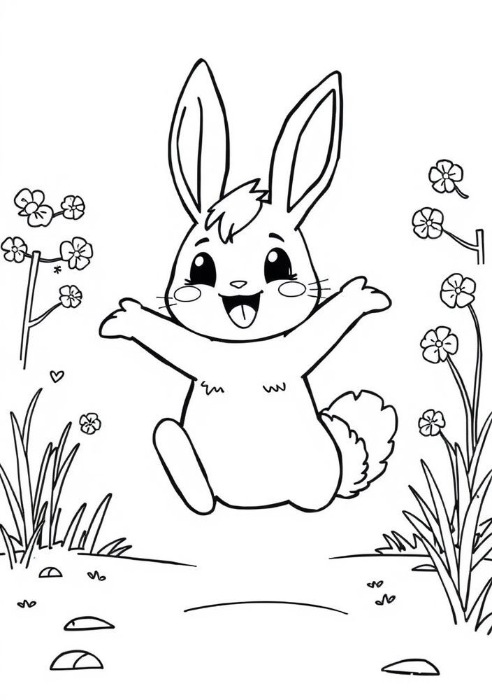 Desenho de Scorbunny pulando alegremente para colorir