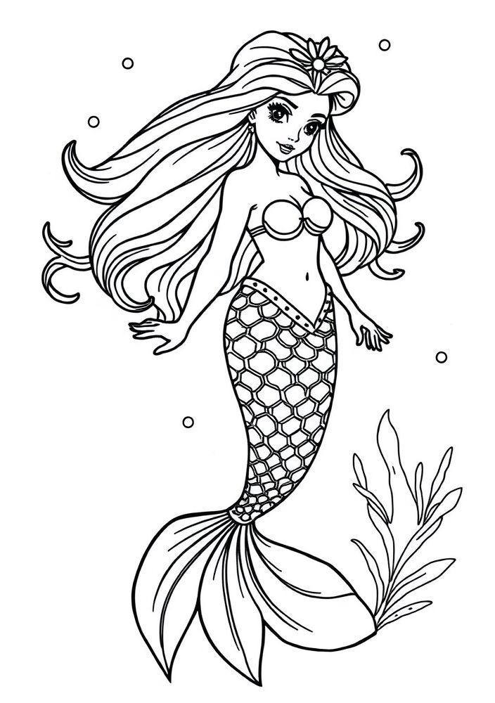 Desenhos de Sereia Para Colorir e Imprimir