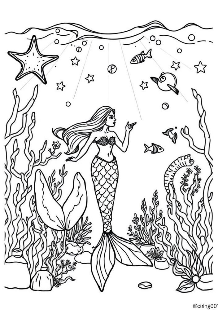 Desenho De Sereia Em Uma Festa No Fundo Do Mar Para Colorir desenho-de-sereia-em-uma-festa-no-fundo-do-mar-para-colorir