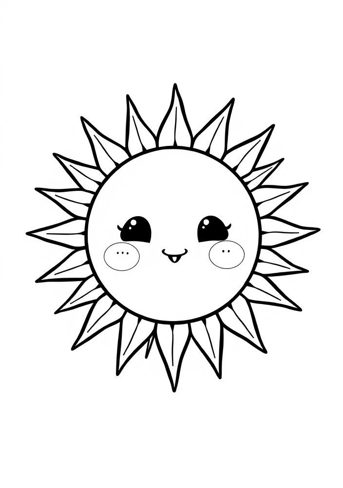Desenho de Sol Kawaii para colorir