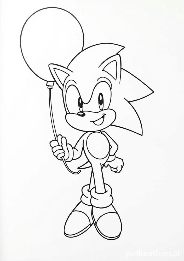Desenho de Sonic em um balão para colorir