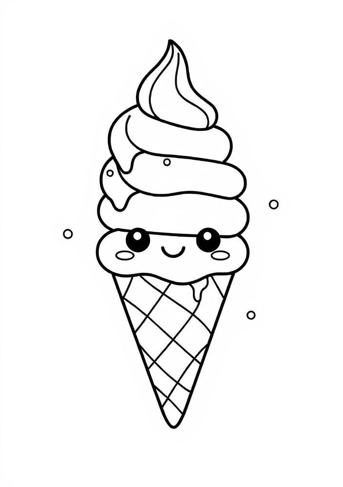 Desenho de Sorvete Kawaii para colorir