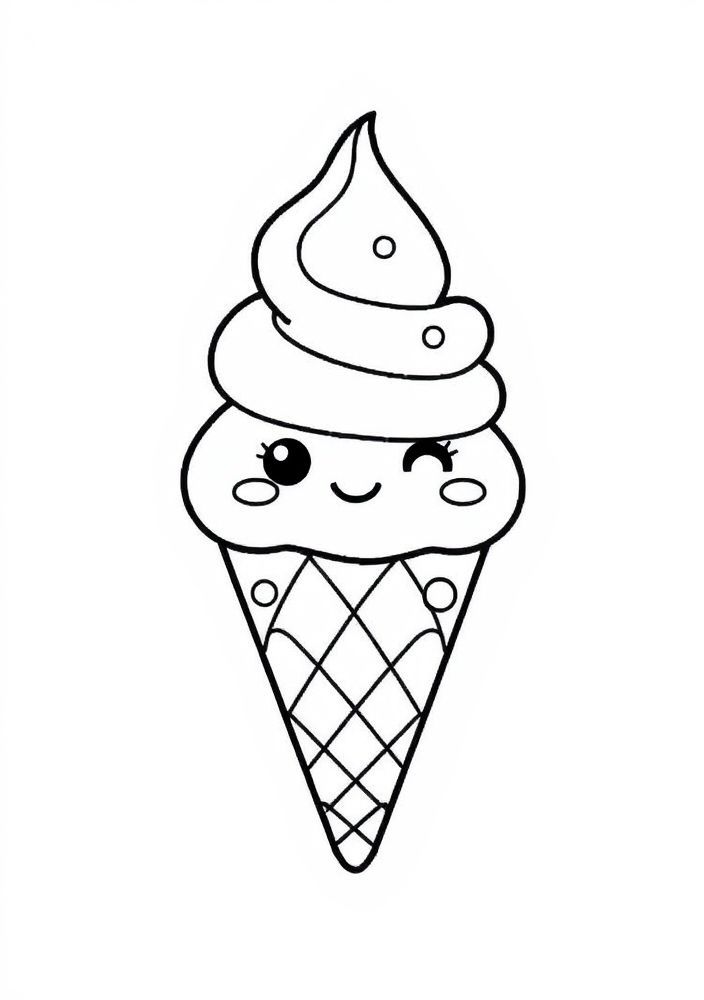 Desenho de Sorvete Kawaii para colorir