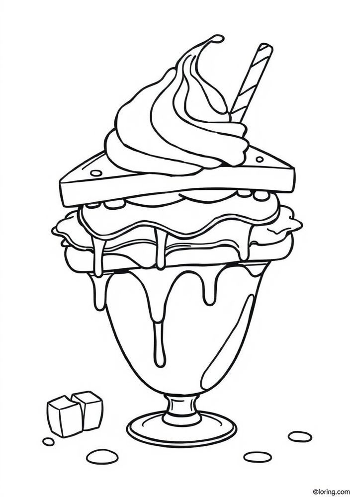 Desenho de Sorvete com Biscoito para colorir