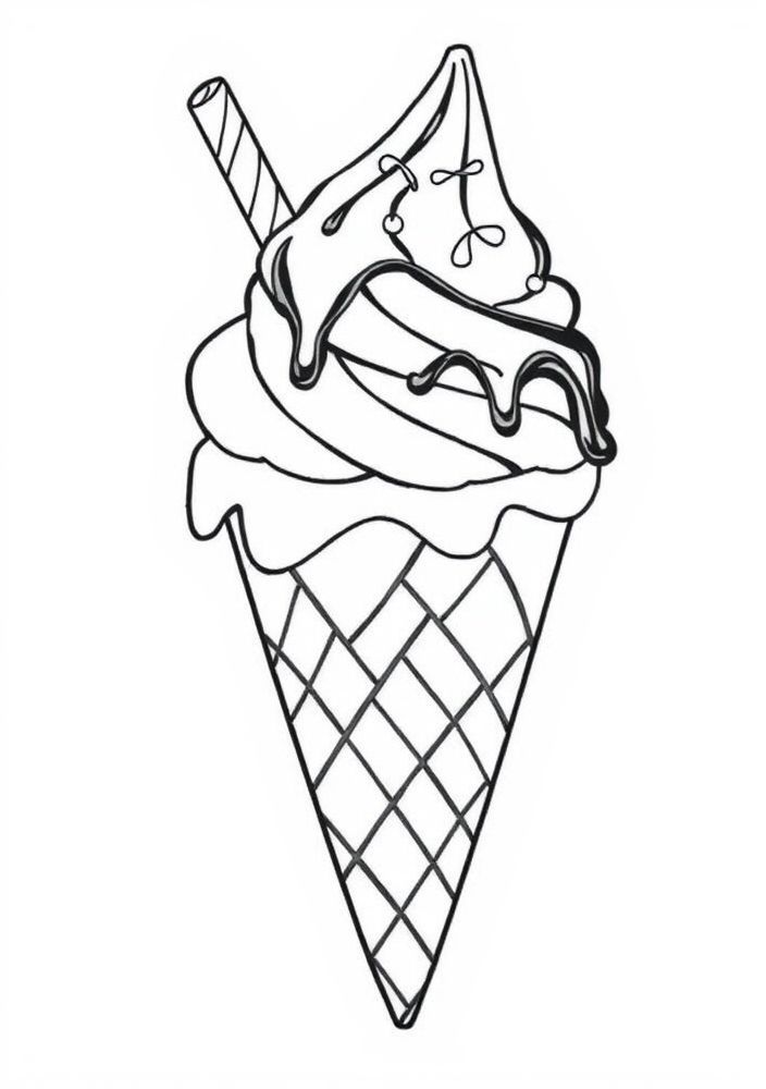 Desenho de Sorvete com Chocolate para colorir