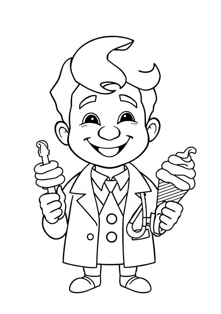 Desenho de Sorvete com Doutor Sorridente para colorir
