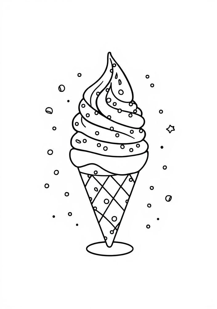 Desenho de Sorvete com Granulado para Colorir