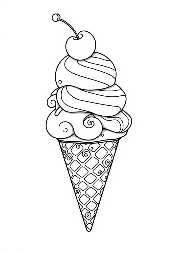 Desenho de Sorvete em Casquinha para colorir