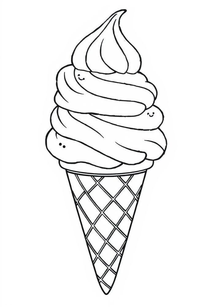 Desenho de Sorvete em Cone para colorir