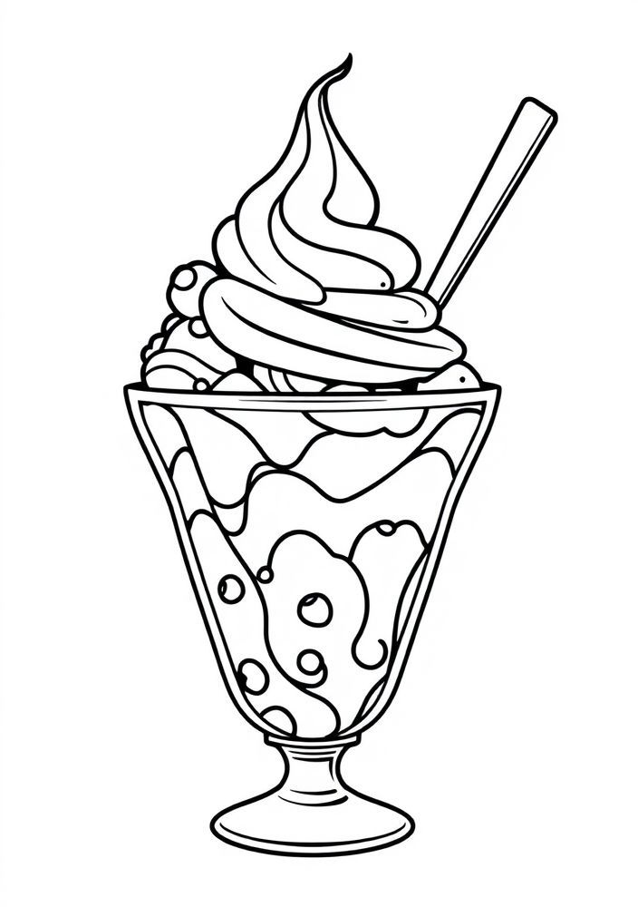Desenho de Sorvete em Taça Chique para colorir