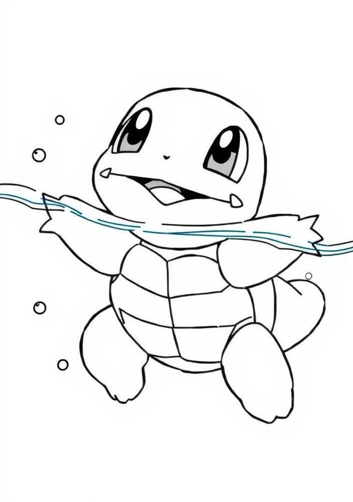 Desenho de Squirtle nadando para colorir