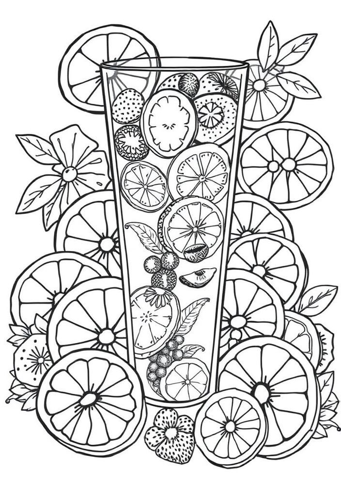 Desenho de Suco de fruta em copo para colorir