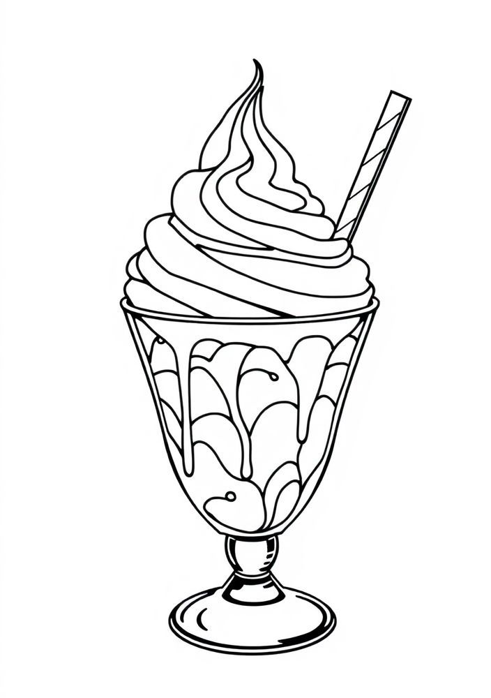 Desenho de Sundae com Cobertura para colorir