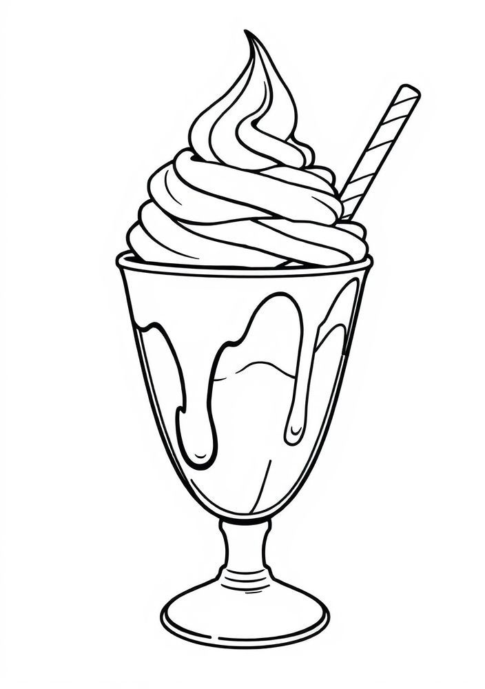 Desenho de Sundae com Cobertura para colorir