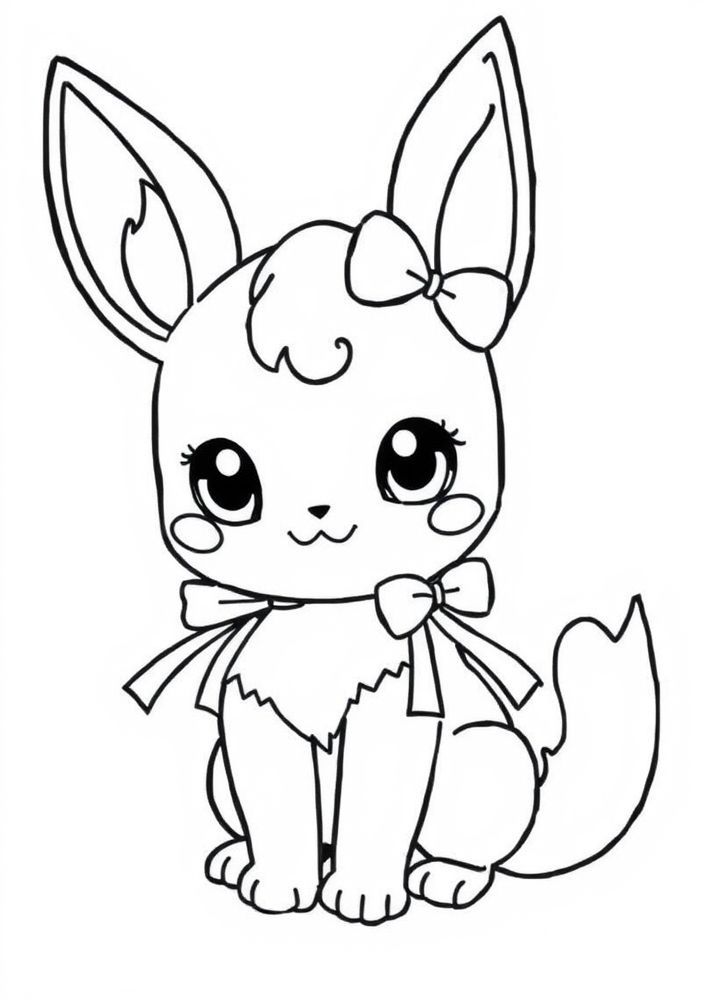 Desenho de Sylveon em estilo kawaii para colorir