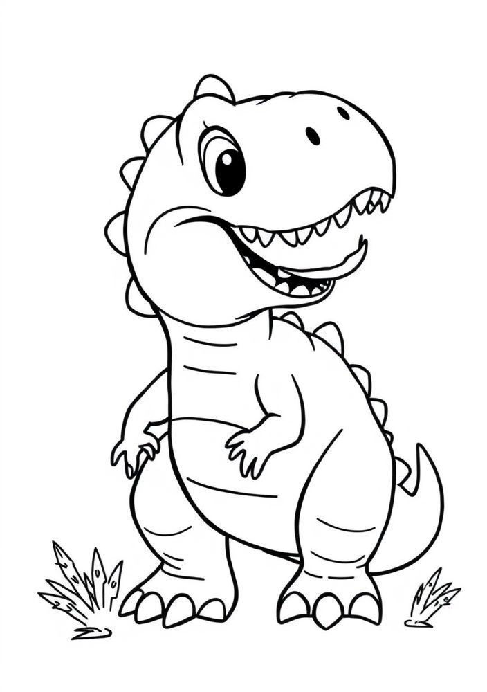 Desenho de T-Rex Fofo para colorir