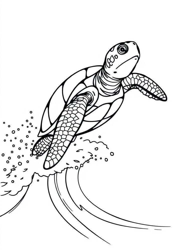 Desenho de Tartaruga Surfista para Colorir
