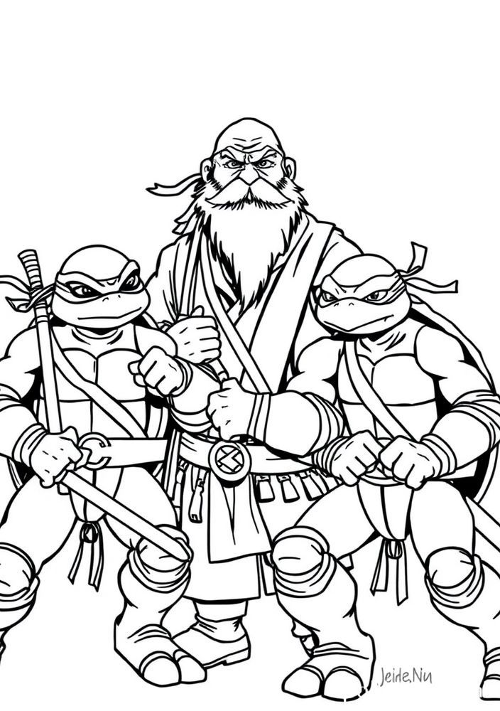 Desenho de Tartarugas Ninjas com Splinter para colorir
