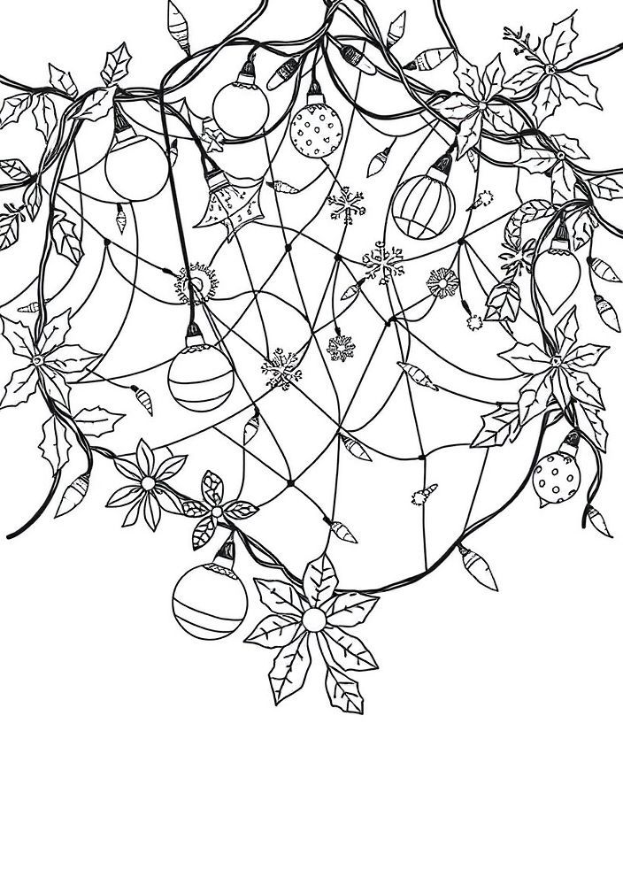 Desenho de Teia de Natal para Colorir