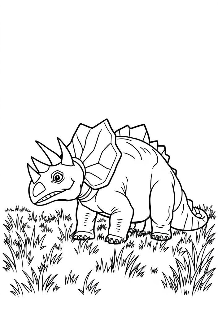 Desenho de Triceratops relaxando para colorir
