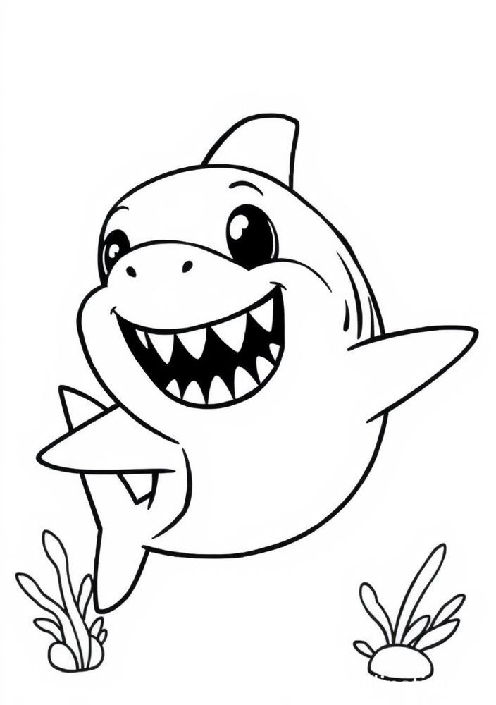 Desenho de Tubarão Amigável para colorir