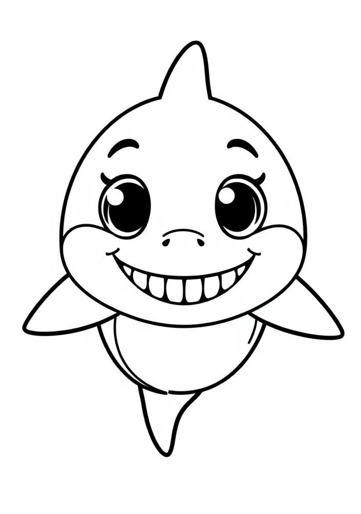 Desenho de Tubarão Fofinho para Colorir