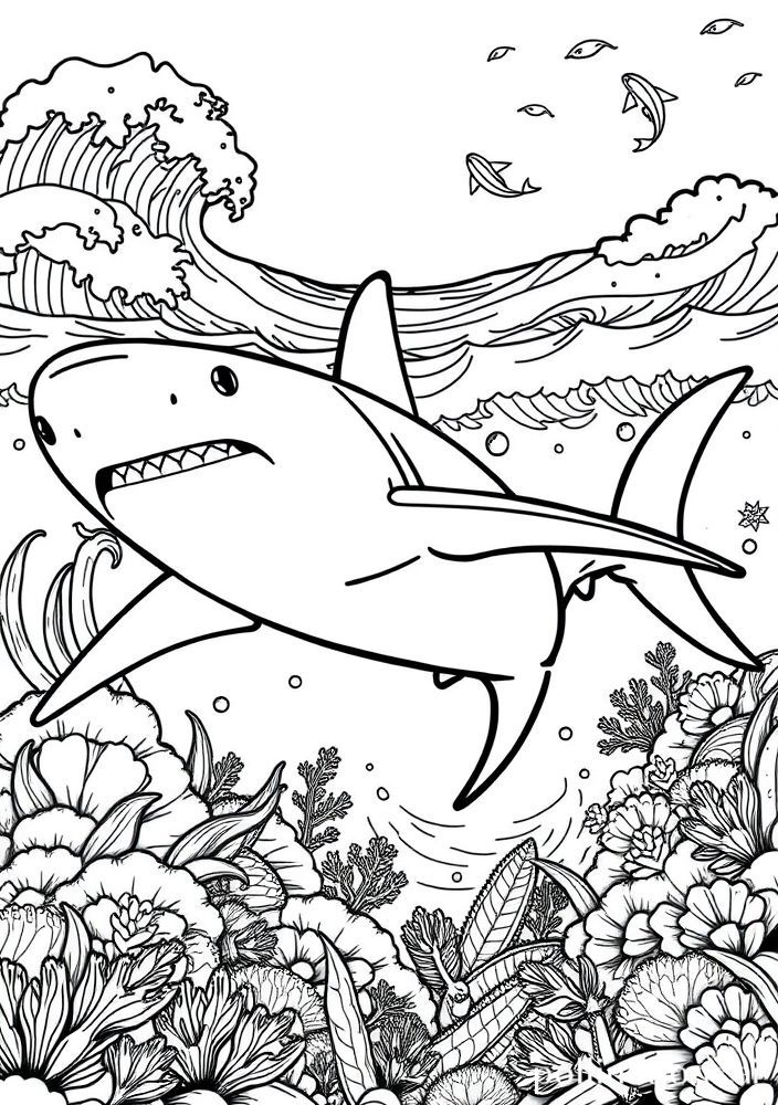 Desenho de Tubarão para colorir