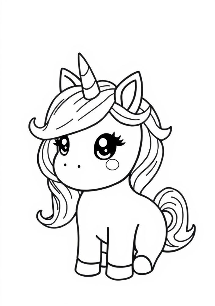 Desenho de Unicórnio Kawaii para colorir