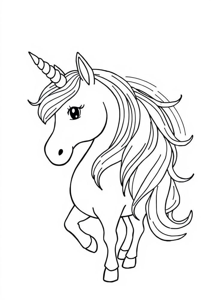 Desenho de Unicórnio com arco-íris para colorir