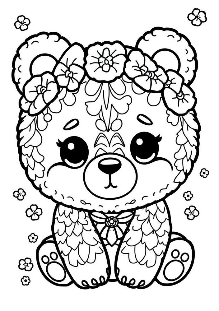 Desenho de Urso Kawaii para colorir